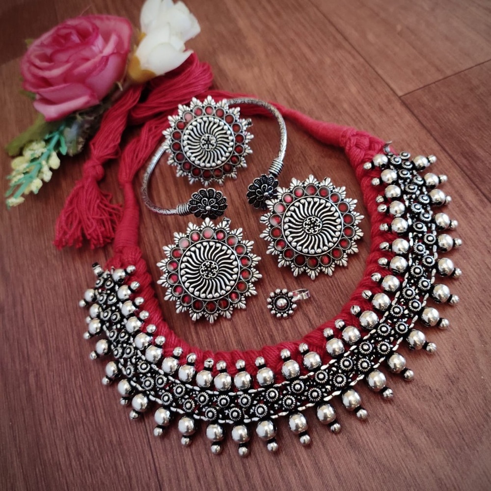 Oxidized Silver Combo Jewelry Set - 5 PC